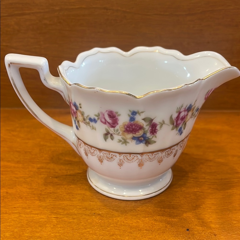 Floral Porcelain Creamer vintage China gold castle brand